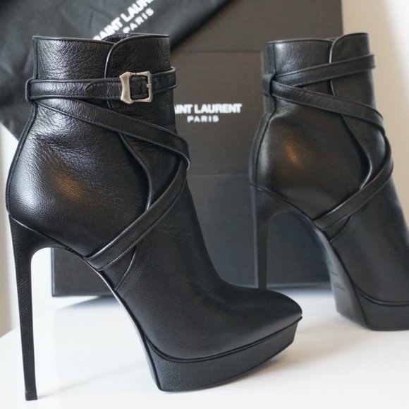 EUC Saint Laurent Leather Ankle Boots SZ 9.5 - Picture 7 of 16